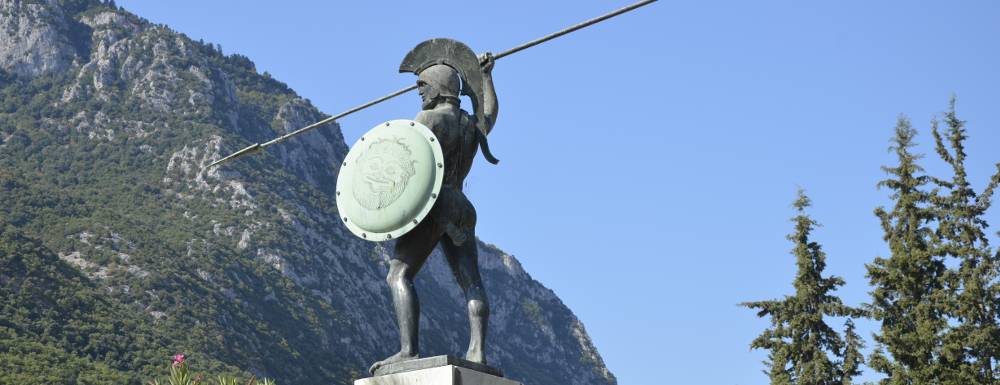 monument to king leonidis in greece, rear photo shot