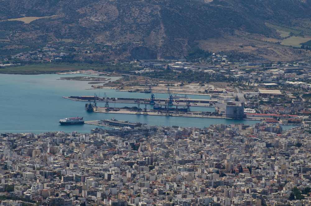 view of city of volos with 400 mm lens