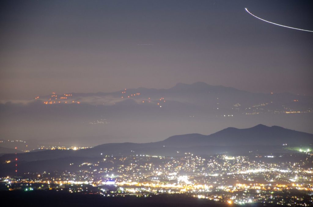 night view of northern suburbs of athens from mount parnitha