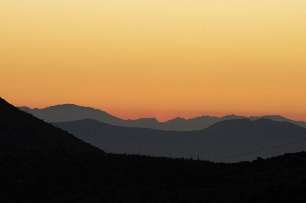sunset colours in sky from mount parnitha