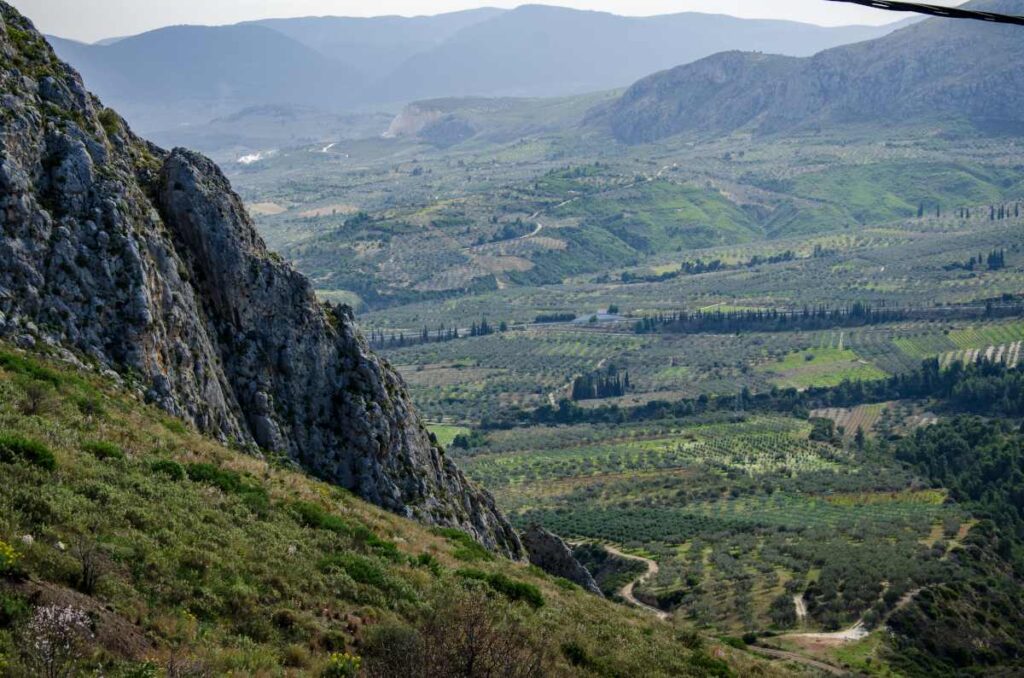 looking down from acrocorinth