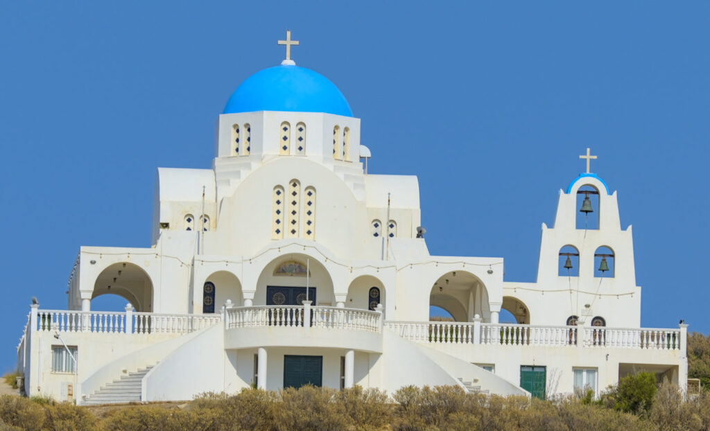 west side of the proifitas elias greek orthodox church near mikrolamano, keratea, greece