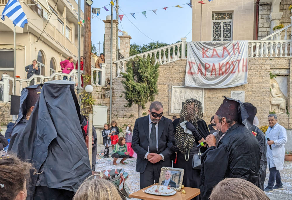 actor acting as priest giving speech