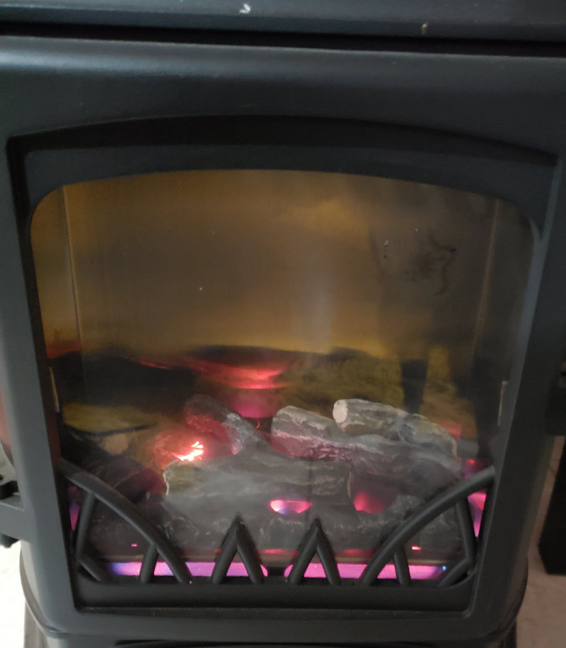 view of the lit burners of the provence heater