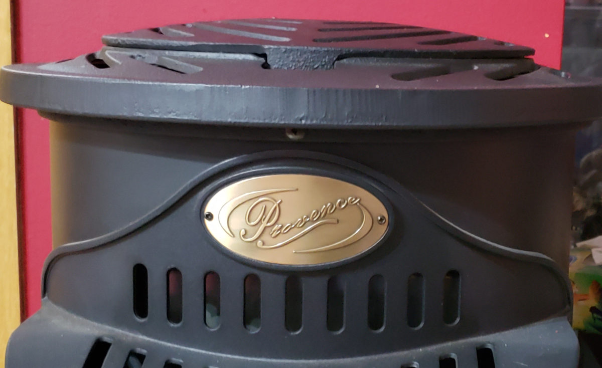 provence heater top showing the name of the heater